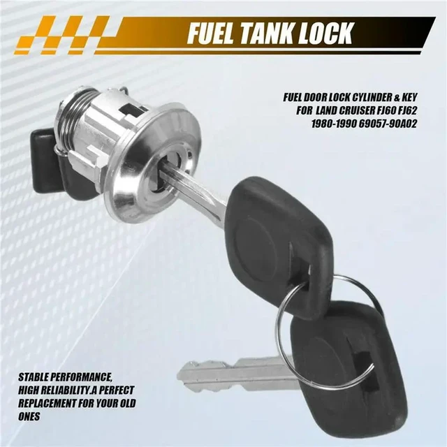 Alt view image 2 of 3 - Fuel Door Lock Cylinder & Key 69057-90A02 Parts For Toyota Land Cruiser FJ60 FJ62 1980-1990