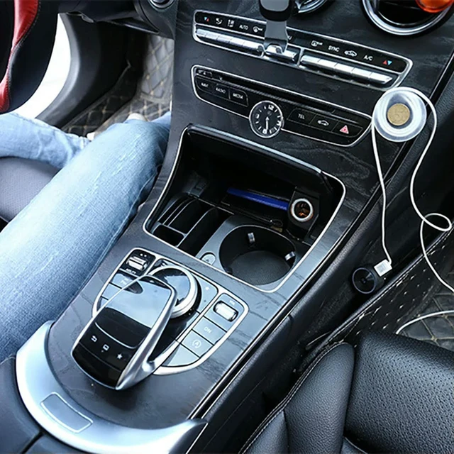 Alt view image 3 of 3 - Car Central Control Water Cup Holder Box Phone Holder For Mercedes Benz C E GLC Class W205 X253 W213