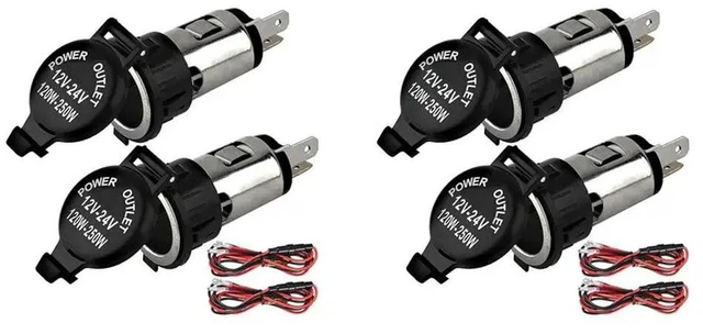 Main image of 4X Cigaretter Lighter Socket, DC 12V Car Cigaretter Lighter, With Cover Wiring Harness Waterproof