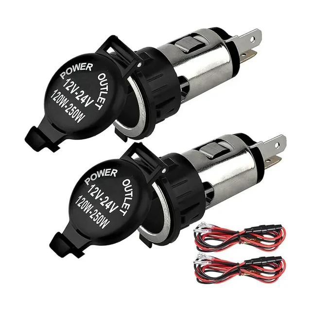 Alt view image 2 of 3 - 4X Cigaretter Lighter Socket, DC 12V Car Cigaretter Lighter, With Cover Wiring Harness Waterproof