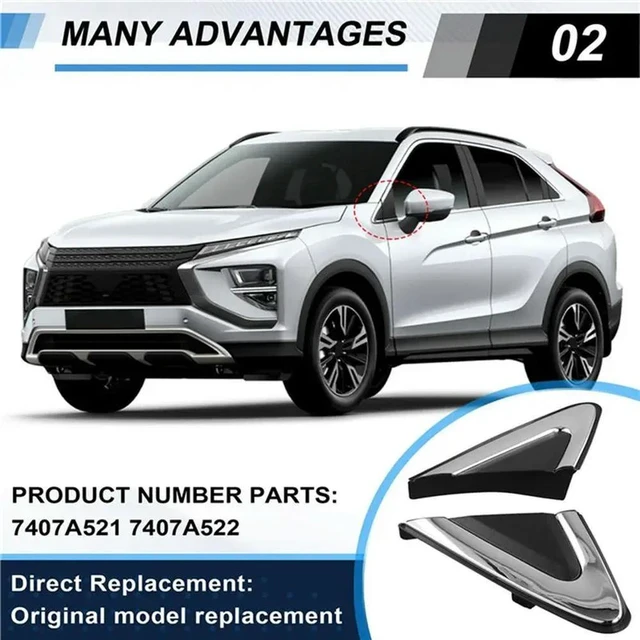 Alt view image 3 of 3 - For Eclipse Cross 2018-2021 Side Mirror Triangle Fender Corner Cover Triangle Window Garnish Panel