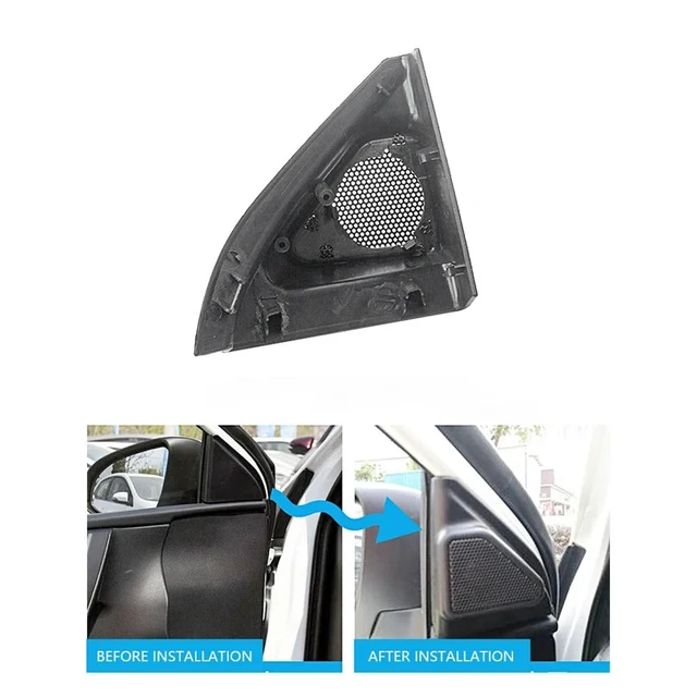 Alt view image 2 of 3 - Car Door Panel Audio Horn Cover Tweeter Triangular Speaker Loudspeaker Cover Trim For Toyota Corolla 2014-2018