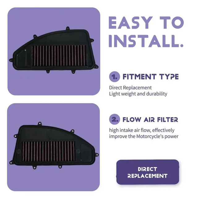 Alt view image 3 of 3 - Motorcycle High Flow Air Filter For KYMCO 250 Xciting300 CT250 300 Air Filter Replacement