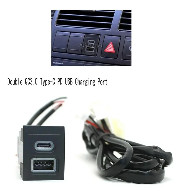 Alt view image 2 of 3 - 12V/24V Car Phone Socket Double QC3.0 Type-C PD USB Charging Port Power Adapter For VW Polo 9N 9N3 2004-2011 Car Par