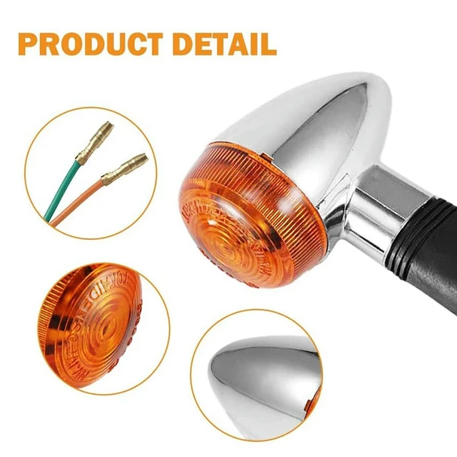 Alt view image 2 of 3 - Motorcycle Turn Signals Chrome Bullet Front Rear Lights For Honda Kawasaki Bobber Chopper(4Pcs)
