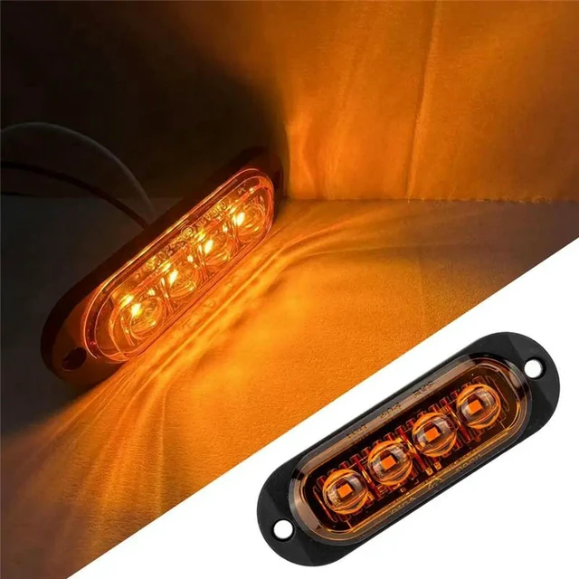 Alt view image 2 of 3 - 10Pcs 12V-24V 4LED Car Side Marker Lights Turn Signal Lights Side Indicator Lights Taillight For Trailers Trucks Parts Yello