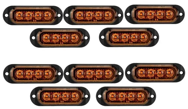 Main image of 10Pcs 12V-24V 4LED Car Side Marker Lights Turn Signal Lights Side Indicator Lights Taillight For Trailers Trucks Parts Yello