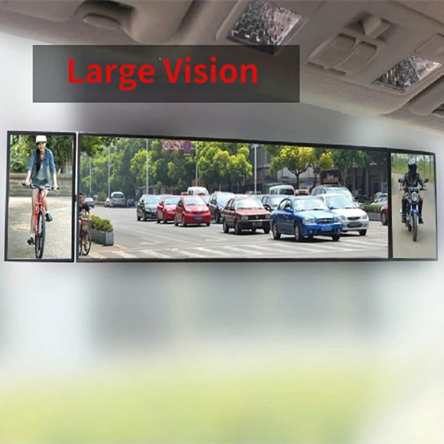 Alt view image 3 of 3 - Car Universal Rear View Mirror Wide Angle Clip-On Convex Curved Mirror Large Vision Interior Mirror For Cars SUV Trucks