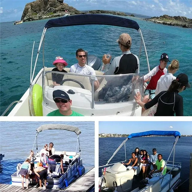 Alt view image 2 of 3 - Boat Top Cover,Oxford Cloth Bimini Top Yacht Cover, Sunshade Boat Awning Strong Protection Against UV Rays,61-72Inches