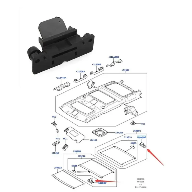 Alt view image 2 of 3 - For Land Rover LR3 2005- 2009& For Land Rover LR4 2010- 2016 Compatible EGT500060LUM Car Sunroof Sunshade Clip Buckle