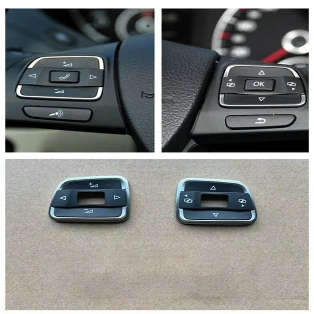 Alt view image 3 of 3 - Trim Cover Cap Control Button Multi-Functional Steering Wheel Switch For VW Golf 6 MK6 GTI Scirocco Car