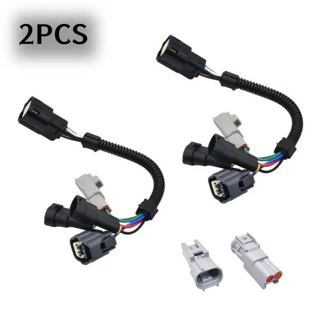 Alt view image 2 of 3 - Plug-And-Play For Toyota Tacoma 2016-2023 1 Pair Black Headlight Conversion Harness Kit