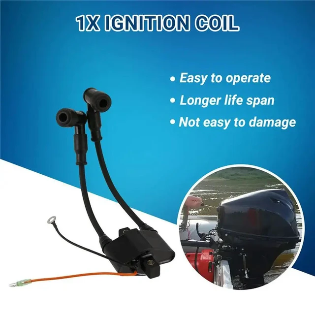 Alt view image 2 of 3 - For Tohatsu Outboard Engine Nissan MFS8 MFS9.8 NSF8 NSF9.8 4-Stroke 3V1-06040-0 3V1060400M Ignition Coil