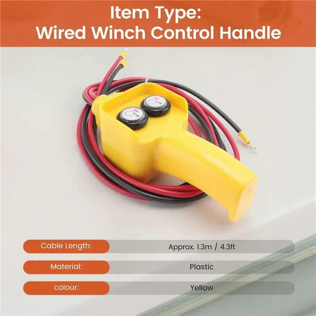 Alt view image 3 of 3 - Car Winch Remote Control Switch Winch Remote Control Button Kit Switch Wired Winch Handle Switch