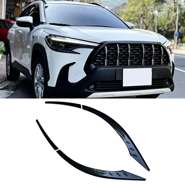 Alt view image 3 of 3 - For Toyota Corolla Cross 2020 2021 2022 Front Headlight Lamp Cover Garnish Strip Eyebrow Cover Trim Sticker
