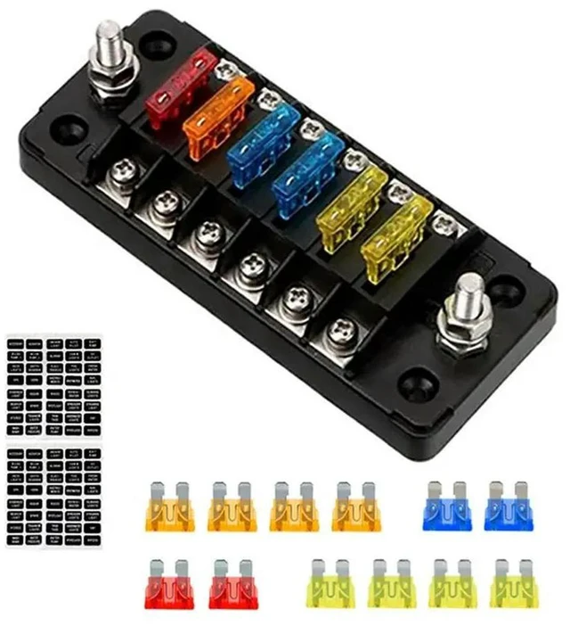 Alt view image 2 of 3 - 2 Set Fuse Box Holder Flame Retardant 6 Ways Blade Fuse Block With Cover Accessories For Car Marine Boat Truck Trailer