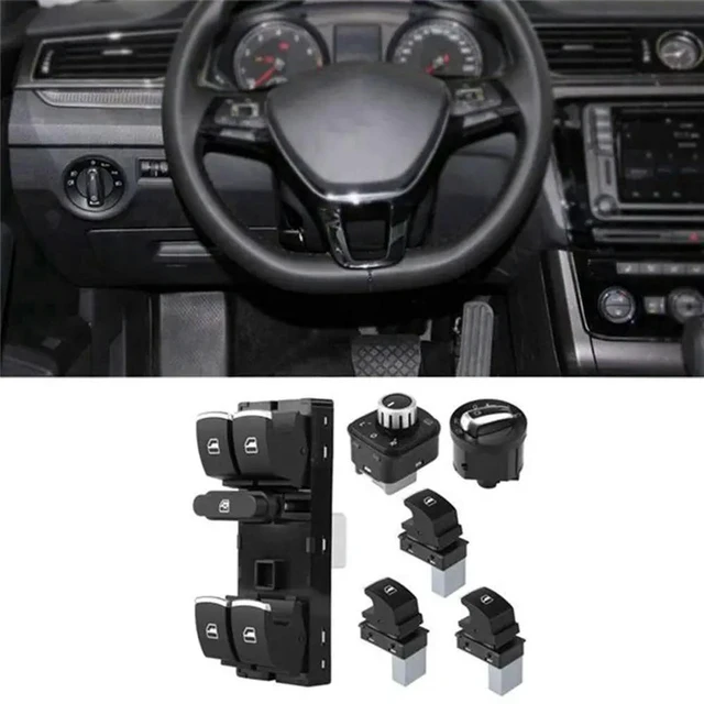 Alt view image 2 of 3 - 6Pcs Window Mirror Headlight Switch Set 5ND 959 565A For VW Golf MK5 6 Jetta MK5 Passat B6 Tiguan