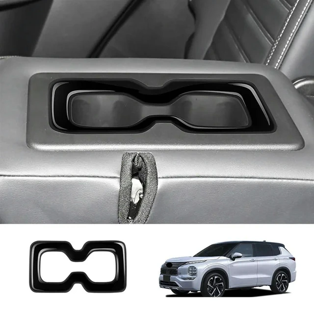 Alt view image 2 of 3 - 1 Piece Back Seat Water Cup Holder Panel Decoration Trim Frame Car Interior Rear Bright Black For Mitsubishi Outlander 2022
