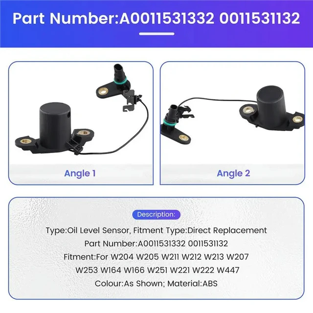 Alt view image 2 of 3 - A0011531332 0011531132 Engine Oil Level Sensor For Mercedes Benz W204 W205 W211 W212 W213 W207