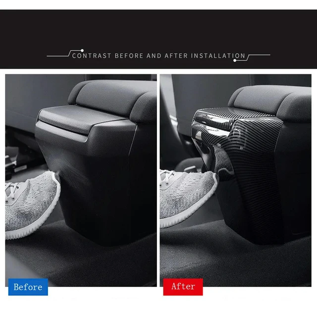 Alt view image 3 of 3 - Carbon Fiber Car Rear Armrest Box Anti-Kick Plate Armrest Panel Trim Cover For Honda Civic 10Th 2016-2019 Armrest Box Anti-K