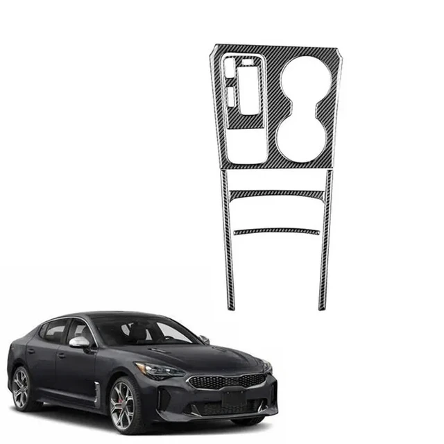 Alt view image 2 of 3 - Car Center Console Gear Shift Panel Cup Holder Cover Carbon Fiber Pattern Real Carbon Fiber For Kia Stinger 2018-2023