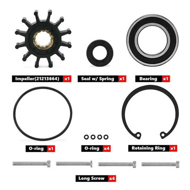 Alt view image 2 of 3 - Water Pump Kit For Volvo Penta Raw Water Sea Pump Rebuild Kit Impeller Seal 21212799 3812519