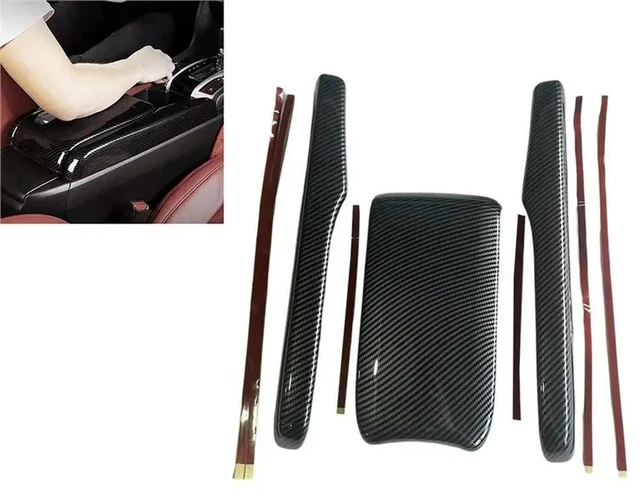 Alt view image 2 of 3 - Rest Pad Lid 3 Pieces/Set Center Console Armrest Box Cover Box Trim For Honda Civic 2016-2021 Carbon Fiber Style