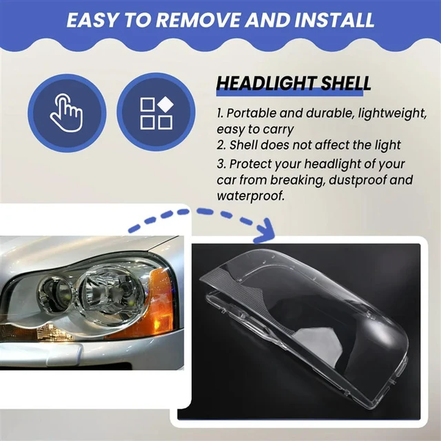 Alt view image 3 of 3 - For Volvo XC90 Right Headlight Shell Lamp Shade Transparent Lens Cover Headlight Cover