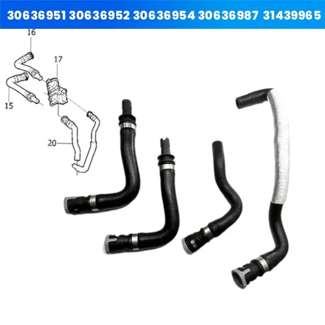 Alt view image 3 of 3 - 4Pcs/Set Heater Inlet Hose, Outlet Hose For Volvo S40 V50 C70 2004-2010 30636951 30636952 30636954 30636987