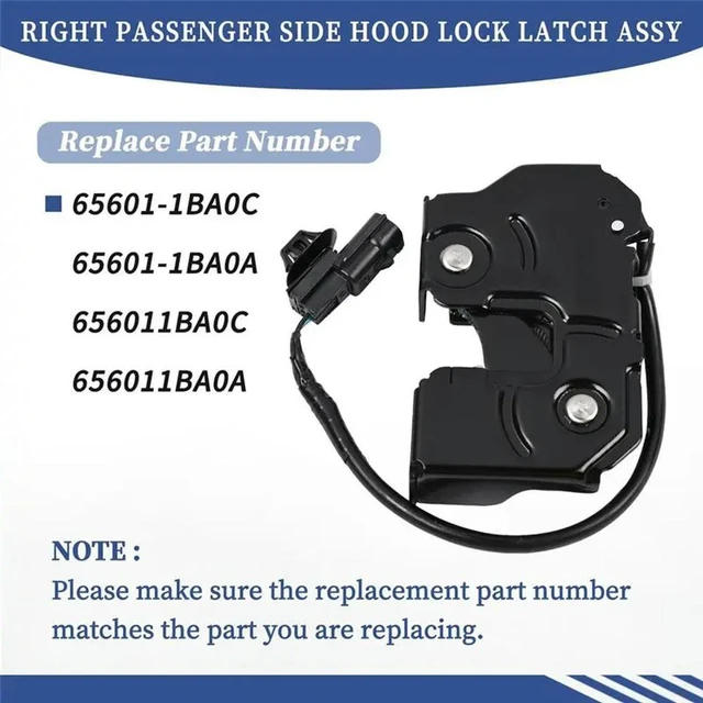 Alt view image 3 of 3 - Hood Lock Latch Assy Part Numbers 65601-1BA0C 65601-1BA0A For Nissan For Infiniti Q70 QX50 EX35 FX35 FX50 EX37 FX37