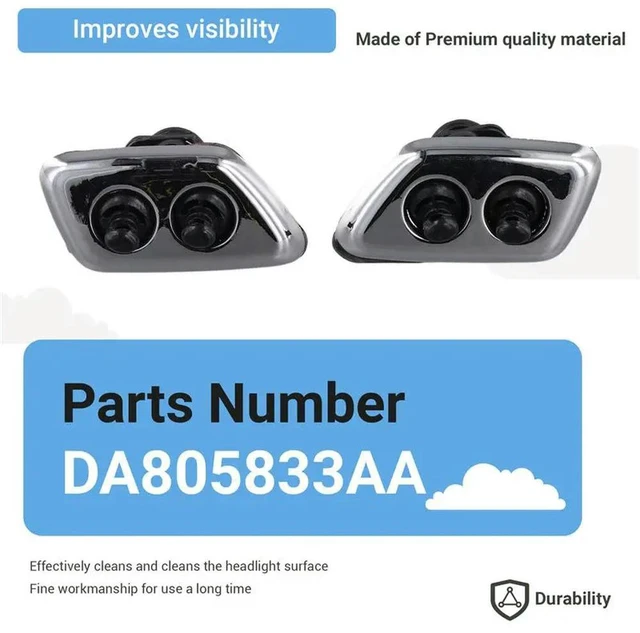 Alt view image 2 of 3 - 2Pcs Head Light Lamp Windshield Washer Nozzles Jet DA805833AA Fit For 300 C 2005 2006 2007