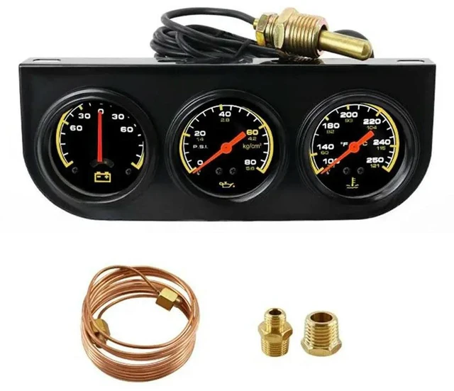 Main image of Water Temp Gauge C/F Oil Pressure Gauge PSI Voltmeter 12V 3 In 1 Triple Gauge Kit With Sensor Car Mechanical Gauge Set