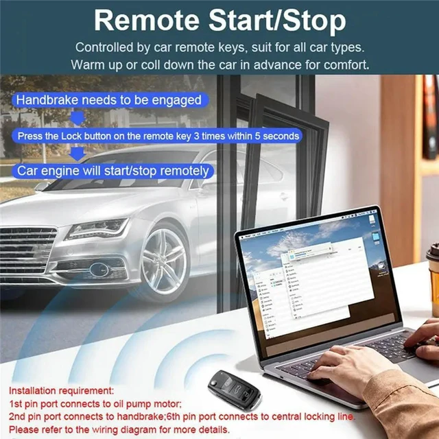 Alt view image 3 of 3 - Car Alarm One Button Start/Stop System Kit Remote Engine Door Lock Keyless Entry System Central Locking