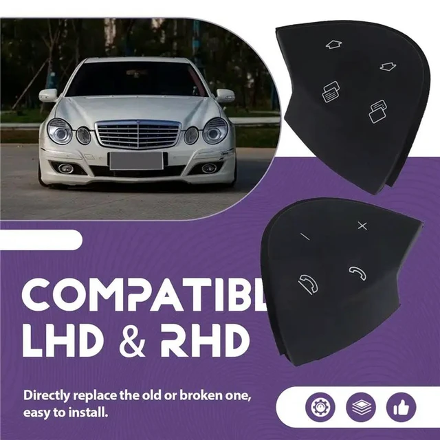 Alt view image 2 of 3 - Car Steering Wheel Switch Control Button Trim Cover For Mercedes Benz E-Class W211 E320 E350 E550 2003-2006