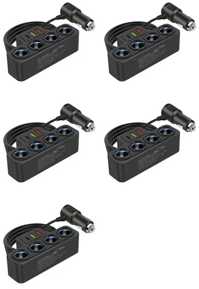 Main image of 5X 4-Socket Cigarette Lighter Splitter 12V-24V Phone Power Adapter 120W QC3.0+PD3.1A Car Cigarette Lighter Socket Plug