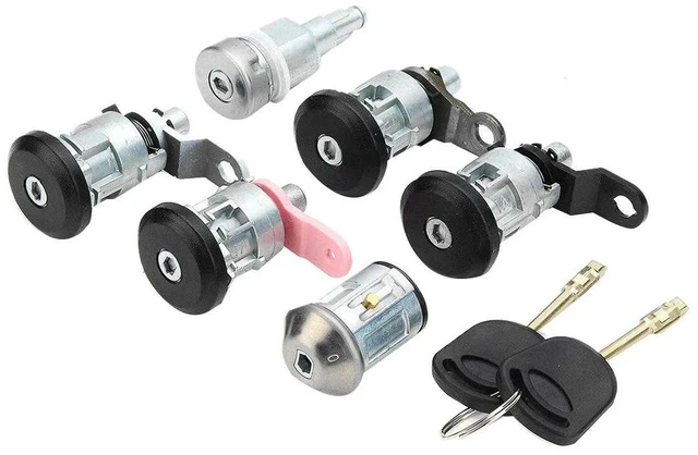 Main image of 6Pcs Front Rear Door Ignition Full Left Right Lock Set With 2 Keys For Ford Transit Mk5 1994-2000