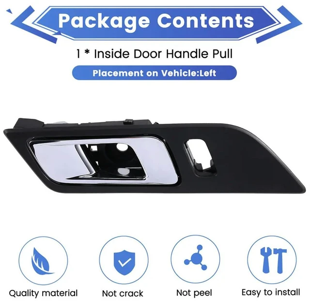 Main image of Car Inside Door Handle Chrome Trim For Ford Mustang 2015-2018 Interior Inner Handle Pull