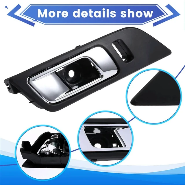 Alt view image 2 of 3 - Car Inside Door Handle Chrome Trim For Ford Mustang 2015-2018 Interior Inner Handle Pull