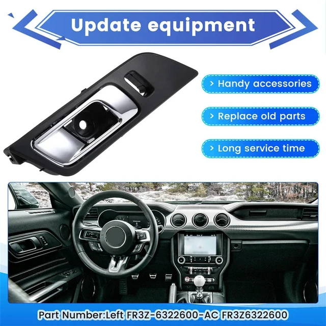 Alt view image 3 of 3 - Car Inside Door Handle Chrome Trim For Ford Mustang 2015-2018 Interior Inner Handle Pull