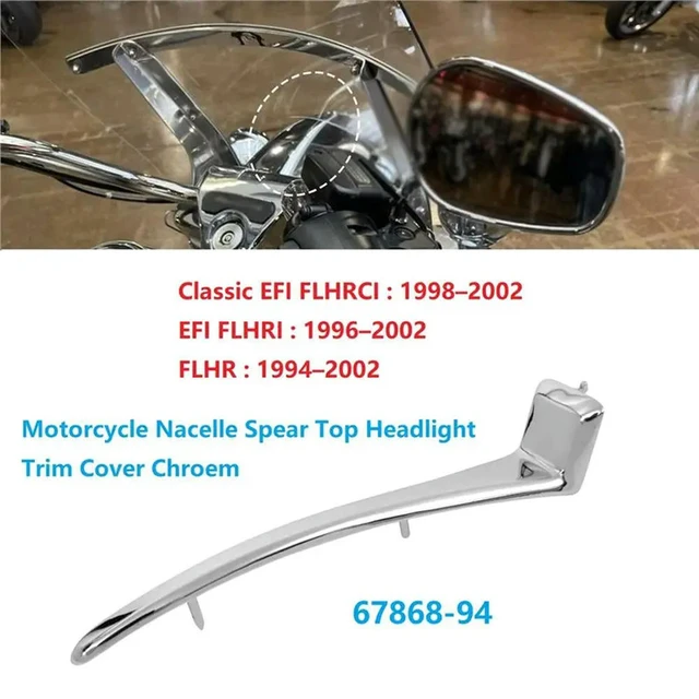 Alt view image 3 of 3 - For Road King 94-02 67868-94 Motorcycle Nacelle Spear Top Headlight Cover Trim FLHR EFI Headlamp Chrome Chroem Top Co