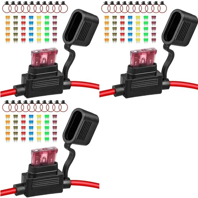 Main image of 30Pack Inline Fuse Holder 12V,12 AWG Waterproof Fuse Holder With 35Pcs (5A/7.5A/10A/15A/20A/30A/40A) Standard Car Fuses