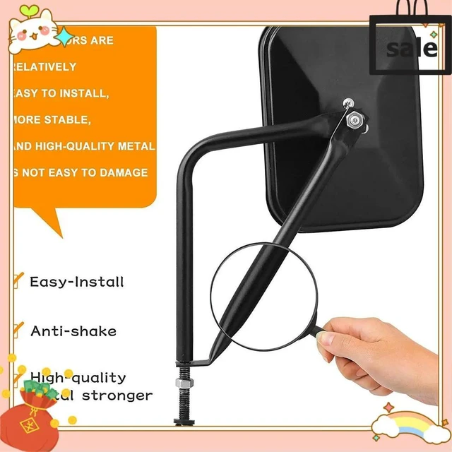 Main image of Doors Off Mirrors For Jeep Wrangler CJ YJ TJ JK JL & Unlimited, Wider Rearview Mirrors Square Door Side Hinge Mirror