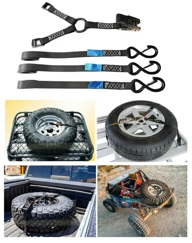 Alt view image 3 of 3 - Tire Fixer Y Type Spare Tire Securing Strap 3 Point Roof Platform Tie Rope Spare Wheel Strapping Band