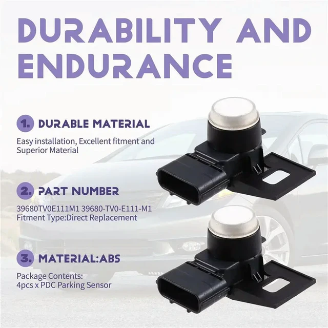 Alt view image 3 of 3 - Car PDC Parking Sensor 4Pcs- 39680-TV0-E111-M1 39680TV0E111M1 0263023776 For Honda Acura Civic MDX RLX CRV HRV Accord 9