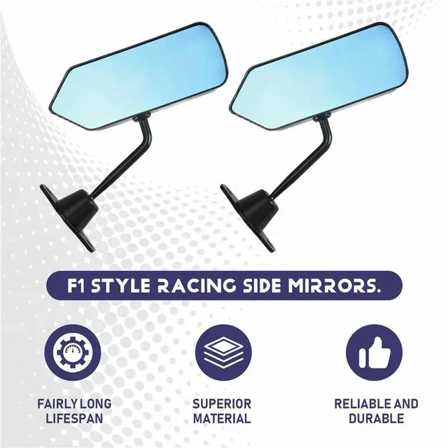 Alt view image 3 of 3 - 1 Pair Universal F1 Style Car Side Rearview Mirrors Door Wing Rear View Mirror For Benz Honda Ford ABS Carbon Fiber Look