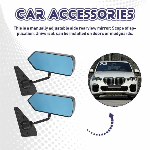 Alt view image 2 of 3 - 1 Pair Universal F1 Style Car Side Rearview Mirrors Door Wing Rear View Mirror For Benz Honda Ford ABS Carbon Fiber Look