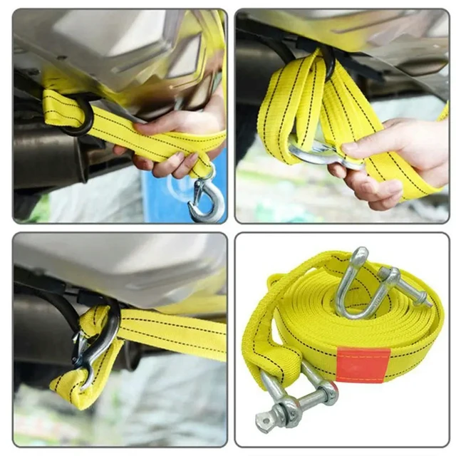 Alt view image 3 of 3 - 4X 5M/5T Car Electric Winch Rope Off-Road Vehicle Tow Rope With U-Shaped Hook Tow Strap For Cars Truck Trailer Suv