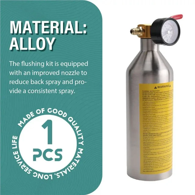Alt view image 3 of 3 - Air Conditioning Flushing Kit, Car Air Conditioning Pipe Cleaning Tool Set, R134A Air Conditioning System Flushing Kit
