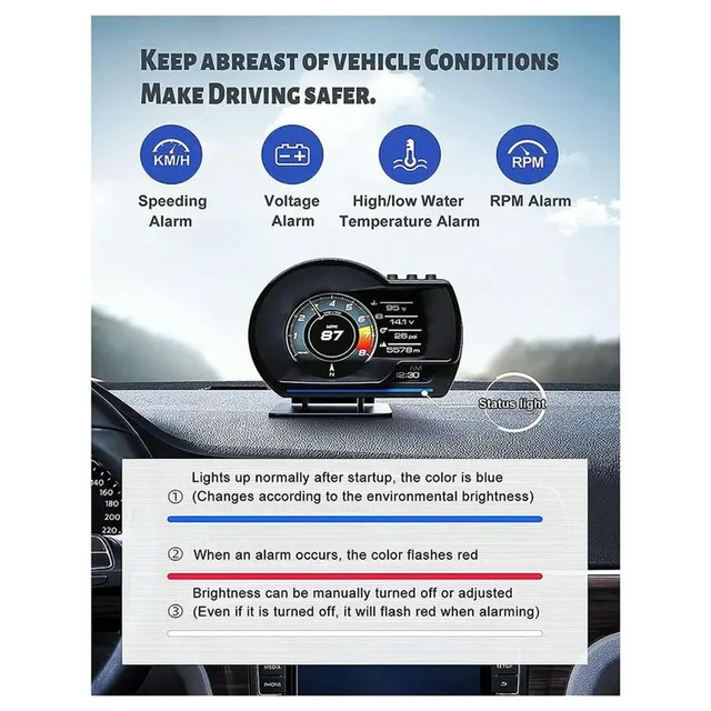 Alt view image 3 of 3 - A500 GPS HUD Head-Up Display OBD Speedometer Universal Durable Easy Install Easy To Use