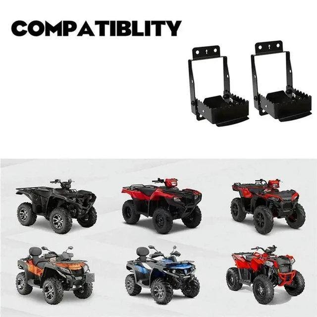 Alt view image 2 of 3 - Universal ATV Foot Rest Rear Passenger Footrests 4 Wheel Car Foot Pegs Passenger Anti-Slip Footrests